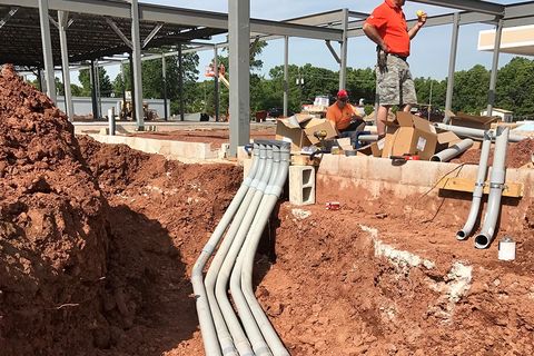 Conduit bundle laid in an open trench